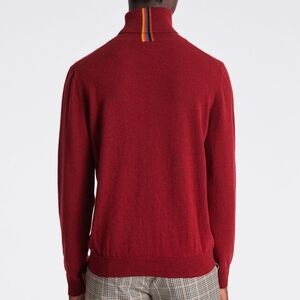Paul Smith Red Artist Stripe 100% Cashmere Turtleneck Roll Neck Sweater Luxury